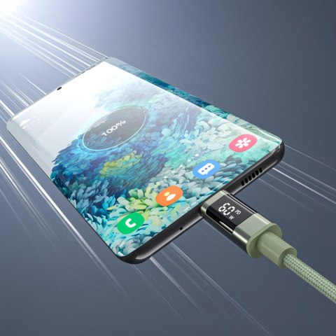 PD60W USB-C to USB-C Digital Display 1.2m Nylon Cable - green