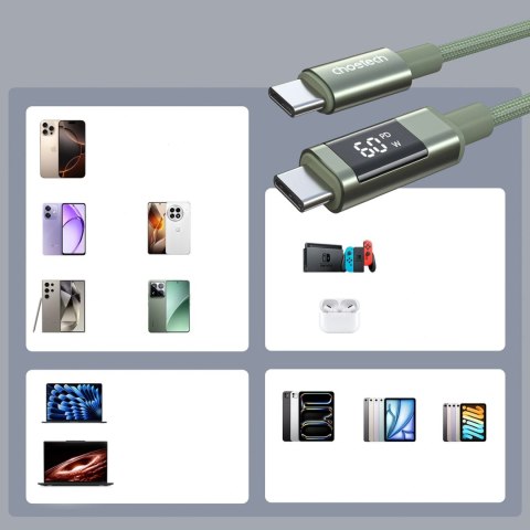 PD60W USB-C to USB-C Digital Display 1.2m Nylon Cable - green