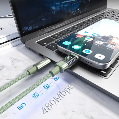 PD60W USB-C to USB-C Digital Display 1.2m Nylon Cable - green