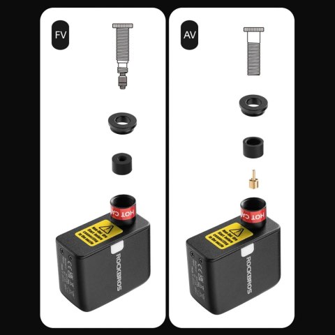 Pompka elektryczna mini Rockbros 42320008001 rowerowa do zaworów Schrader / Presta 100PSI - czarna