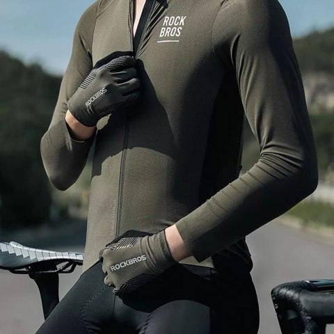Rękawiczki rowerowe Rockbros 16110006002 amortyzujące rozmiar M - zielono-czarne