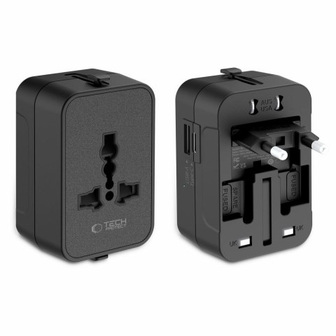 TECH-PROTECT TA300 TRAVEL ADAPTER EU / UK / US / AU BLACK