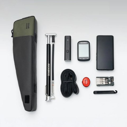 Torba rowerowa Rockbros DB005 na górną rórę ramy 0,9L - czarno-zielona