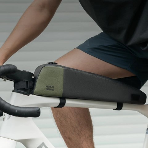 Torba rowerowa Rockbros DB005 na górną rórę ramy 0,9L - czarno-zielona