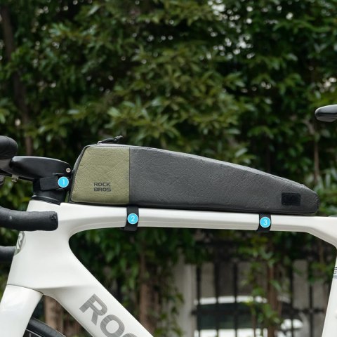 Torba rowerowa Rockbros DB005 na górną rórę ramy 0,9L - czarno-zielona