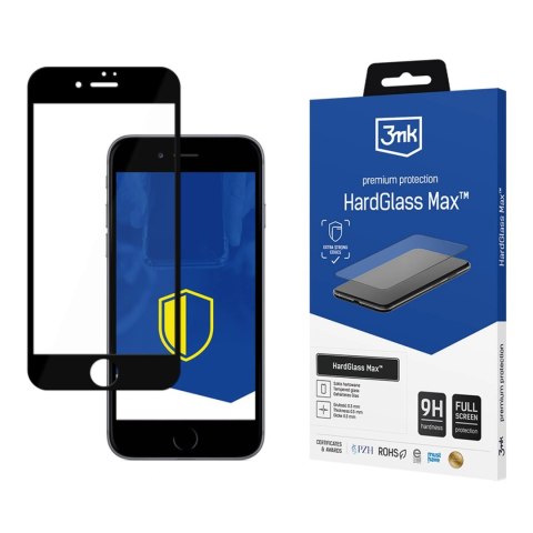 Wzmocnione szkło hartowane na cały ekran 3mk HardGlass Max Black na iPhone 7 /8 / SE 2020 / 2022