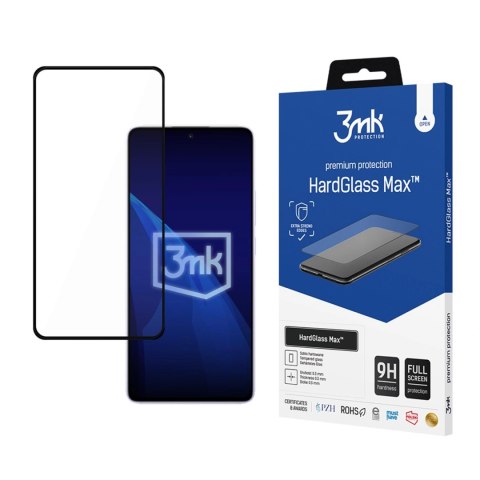 Wzmocnione szkło hartowane na cały ekran 3mk HardGlass Max Black na Xiaomi Redmi Note 14 5G