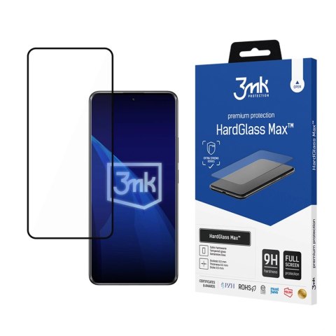 Wzmocnione szkło hartowane na cały ekran 3mk HardGlass Max Black na Xiaomi Redmi Note 14 Pro 4G / 5G / Pro+