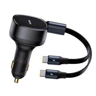Baseus Enjoyment Retractable 2-in-1 Car Charger C+C 33W Cluster Black