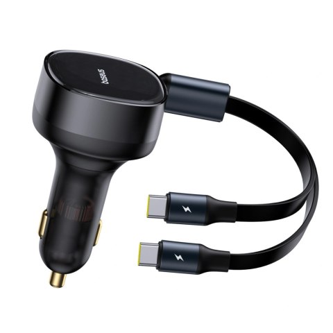 Baseus Enjoyment Retractable 2-in-1 Car Charger C+C 33W Cluster Black