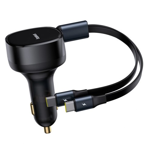 Baseus Enjoyment Retractable 2-in-1 Car Charger C+C 33W Cluster Black