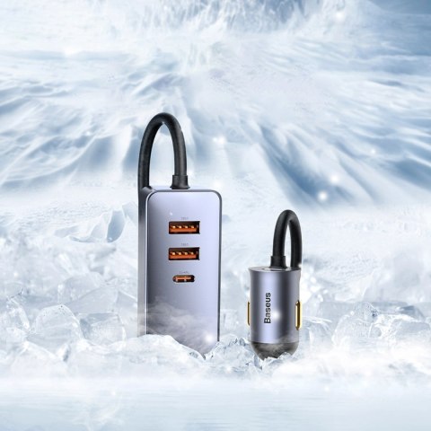 Baseus Share Together PPS Multi-port Fast charge Car Charger with Extension Cord 2U+2C 120W Space Grey