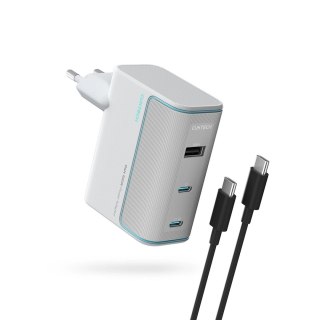 Ładowarka sieciowa Cuktech AD1003EU 100W GaN 2x USB-C + USB-A z kablem - biała