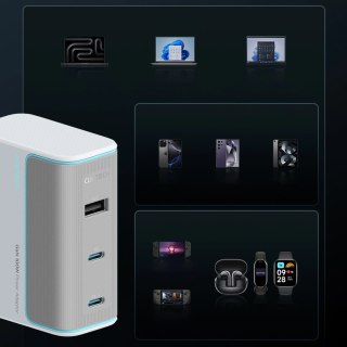 Ładowarka sieciowa Cuktech AD1003EU 100W GaN 2x USB-C + USB-A z kablem - biała