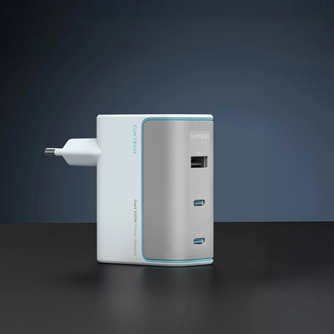 Ładowarka sieciowa Cuktech AD1003EU 100W GaN 2x USB-C + USB-A z kablem - biała