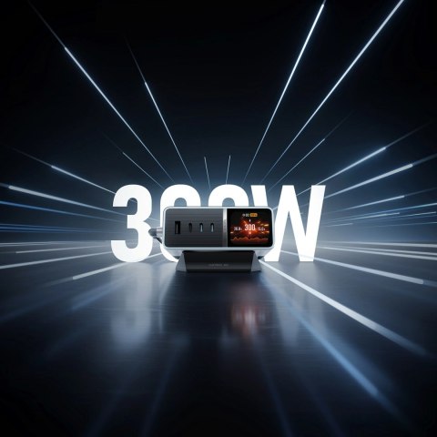 Stacja ładująca Cuktech TA3005U 300W 5w1 z wyświetlaczem cyfrowym - srebrna