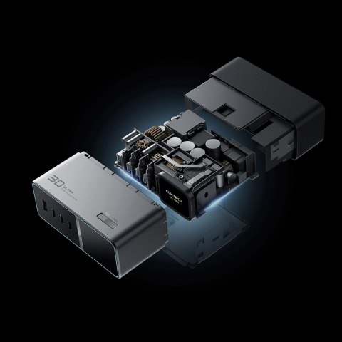 Stacja ładująca Cuktech TA3005U 300W 5w1 z wyświetlaczem cyfrowym - srebrna