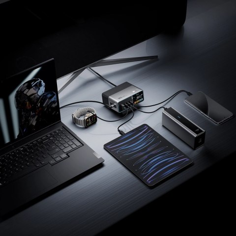 Stacja ładująca Cuktech TA3005U 300W 5w1 z wyświetlaczem cyfrowym - srebrna