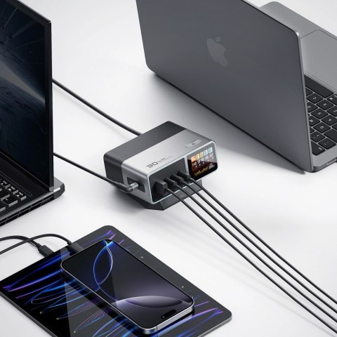 Stacja ładująca Cuktech TA3005U 300W 5w1 z wyświetlaczem cyfrowym - srebrna