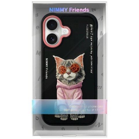 Etui Nimmy Glasses Cool Cat na iPhone 17 - czarne