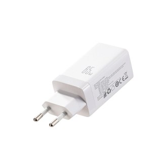 Ładowarka sieciowa Joyroom JR-TG10 65W GaN 2x USB-C + USB-A z kablem 100W USB-C - USB-C 1.2m - biała