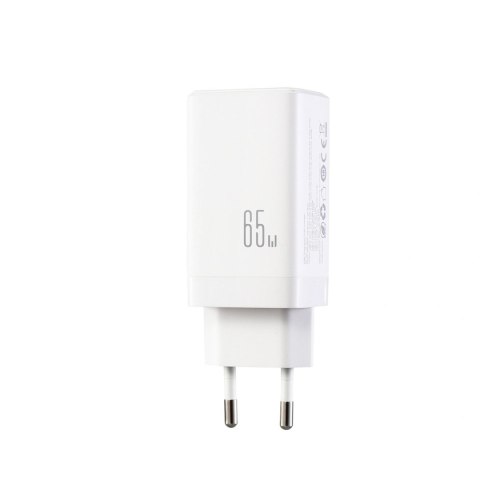 Ładowarka sieciowa Joyroom JR-TG10 65W GaN 2x USB-C + USB-A z kablem 100W USB-C - USB-C 1.2m - biała