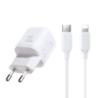 Ładowarka sieciowa Joyroom JR-TG7 33W USB-A + USB-C z kablem 30W USB-C - Lightning 1m - biała
