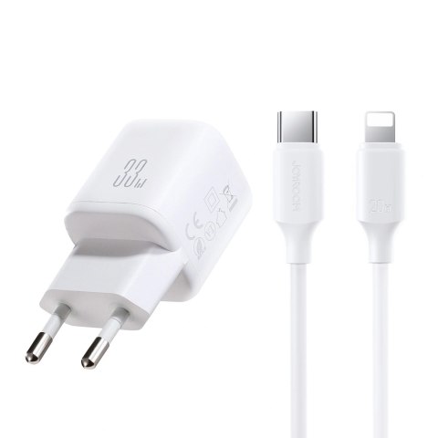 Ładowarka sieciowa Joyroom JR-TG7 33W USB-A + USB-C z kablem 30W USB-C - Lightning 1m - biała