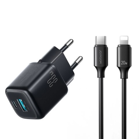 Ładowarka sieciowa Joyroom JR-TG7 33W USB-A + USB-C z kablem 30W USB-C - Lightning 1m - czarna