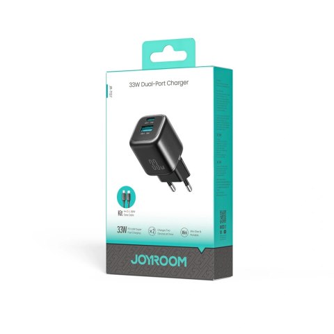 Ładowarka sieciowa Joyroom JR-TG7 33W USB-A + USB-C z kablem 30W USB-C - Lightning 1m - czarna