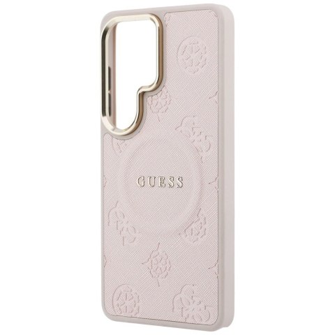 Etui Guess Saffiano Peony Embossed Ring MagSafe na Samsung Galaxy S26 Ultra - różowe