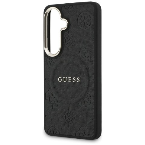 Etui Guess Saffiano Peony Embossed Ring MagSafe na Samsung Galaxy S26+ - czarne