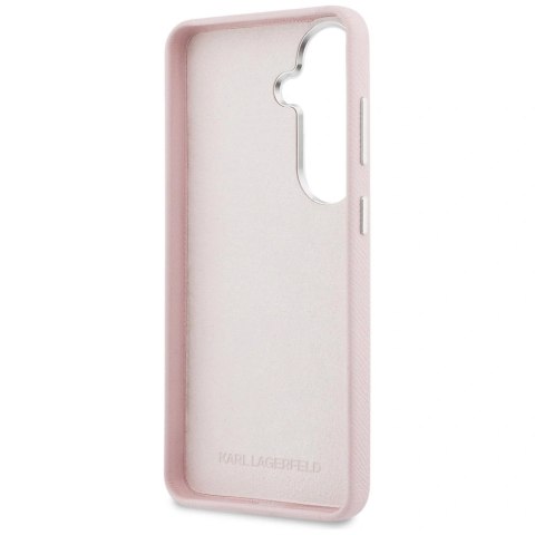 Etui Karl Lagerfeld Grained Signature Metal Resin Logo na Samsung Galaxy S26 - różowe