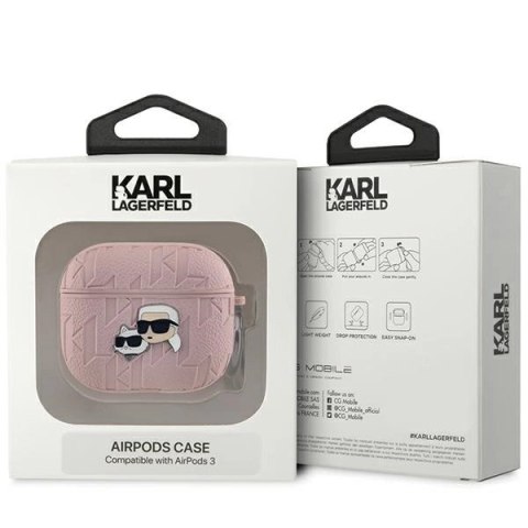 Etui Karl Lagerfeld Monogram Karl & Choupette Head na AirPods 3 - różowe