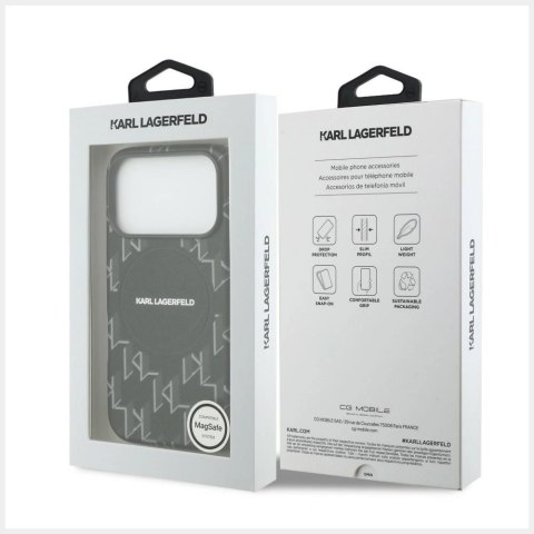 Etui Karl Lagerfeld Monogram logo MagSafe na iPhone 17 Pro - czarne