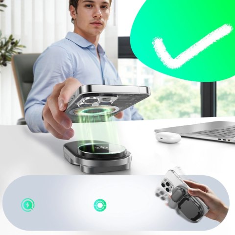 Ładowarka indukcyjna Joyroom JR-W17 Qi 3w1 bezprzewodowa - czarna