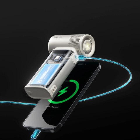 Mini dmuchawa Jisulife Handheld Fan Ultra2 9000mAh 5w1 przenośny wiatraczek USB - brązowa