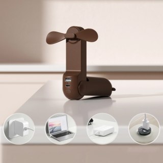 Mini wentylator Jisulife Handheld Fan Life8 Plus przenośny wiatraczek USB z funkcją powerbanka 4500mAh i latarką - brązowy