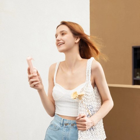 Mini wentylator Jisulife Handheld Fan Life8 Plus przenośny wiatraczek USB z funkcją powerbanka 4500mAh i latarką - różowy