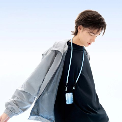 Mini wentylator Jisulife Neck Fan 5 4500mAh ze smyczą - niebieski