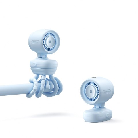 Mini wentylator Jisulife Stroller Fan 4 5000mAh na wózek dziecięcy z elastycznym tripodem - niebieski