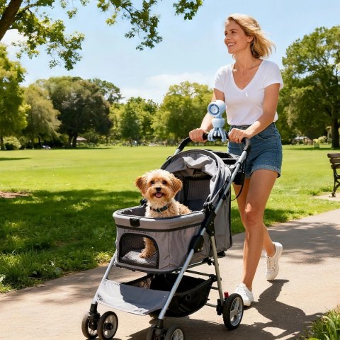 Mini wentylator Jisulife Stroller Fan 4 5000mAh na wózek dziecięcy z elastycznym tripodem - niebieski