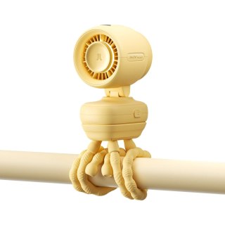 Mini wentylator Jisulife Stroller Fan 4 5000mAh na wózek dziecięcy z elastycznym tripodem - żółty