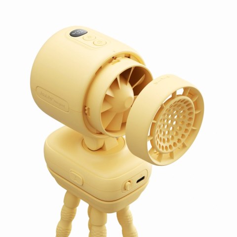 Mini wentylator Jisulife Stroller Fan 4 5000mAh na wózek dziecięcy z elastycznym tripodem - żółty