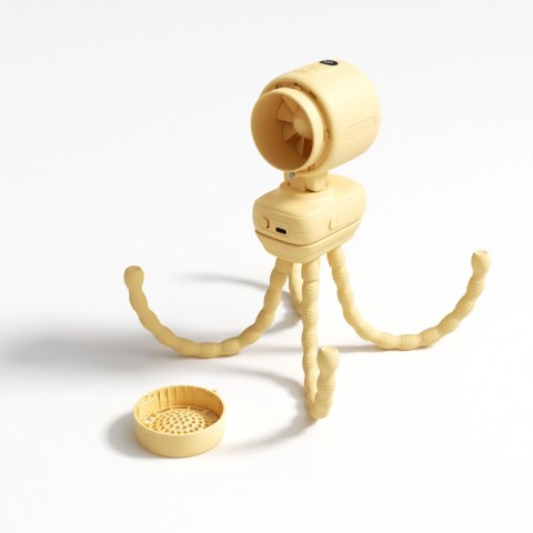 Mini wentylator Jisulife Stroller Fan 4 5000mAh na wózek dziecięcy z elastycznym tripodem - żółty