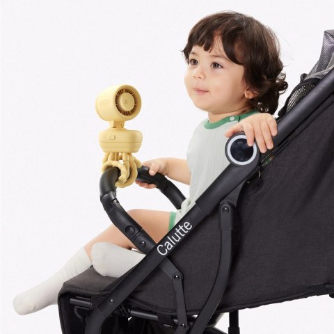 Mini wentylator Jisulife Stroller Fan 4 5000mAh na wózek dziecięcy z elastycznym tripodem - żółty