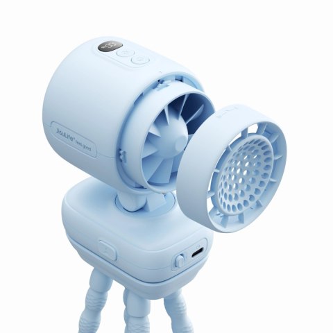 Mini wentylator Jisulife Stroller Fan 4 5000mAh na wózek dziecięcy z metalowym klipsem - niebieski