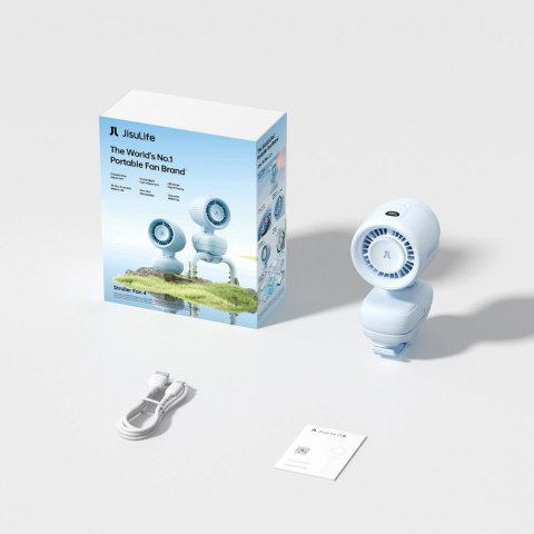 Mini wentylator Jisulife Stroller Fan 4 5000mAh na wózek dziecięcy z metalowym klipsem - niebieski