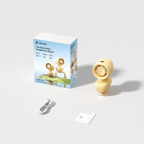 Mini wentylator Jisulife Stroller Fan 4 5000mAh na wózek dziecięcy z metalowym klipsem - żółty