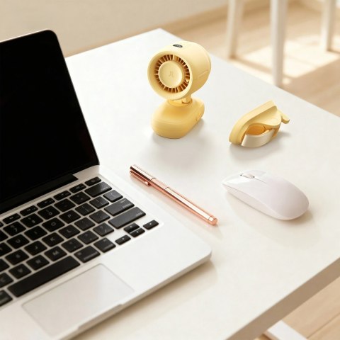 Mini wentylator Jisulife Stroller Fan 4 5000mAh na wózek dziecięcy z metalowym klipsem - żółty